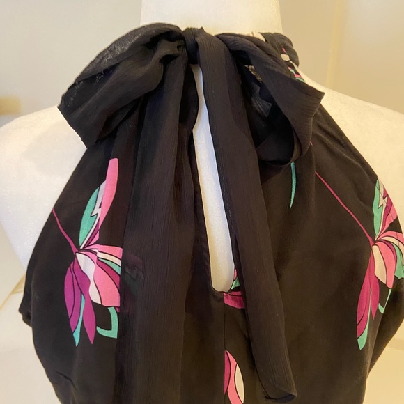 Tahari Peacock Halter Swing Blouse 100% Silk - Picture 6 of 10